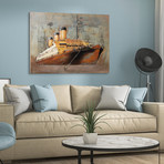 Brown Ship // Mixed Media Iron Hand Painted Dimensional Wall Art
