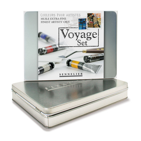 Voyage Metal Box Artist Oils + Sable Brush Set // Set of 5 Colors