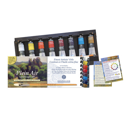 Plein Air Artist Oil Tube Set + Sable Brush Set + Guide