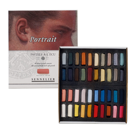 Soft Pastel Half Stick Cardboard + Sable Brush Set // Portraits Colors