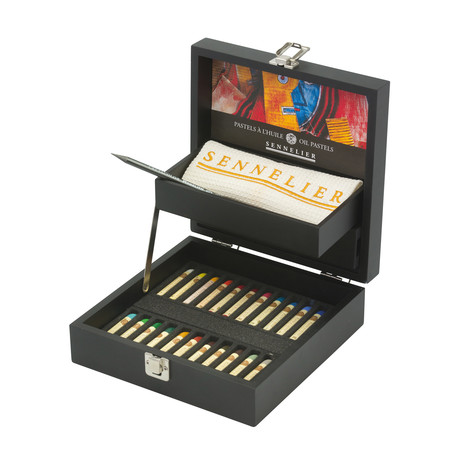 Black Wood Set + Set of 24 Oil Pastels + Sable Brush Set