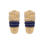 Boucheron 18k Yellow Gold Diamond Lapis Earrings // Pre-Owned