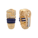 Boucheron 18k Yellow Gold Diamond Lapis Earrings // Pre-Owned