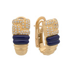 Boucheron 18k Yellow Gold Diamond Lapis Earrings // Pre-Owned