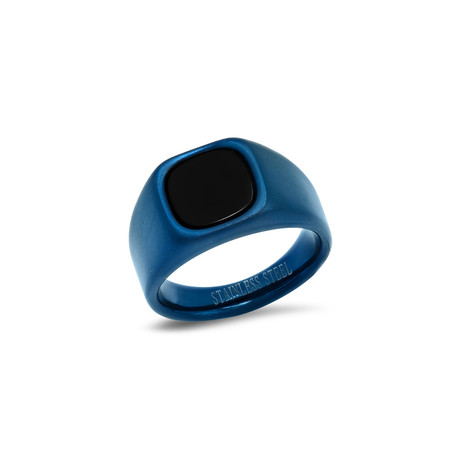 Simulated Onyx Ring // Blue + Black (Size 9)