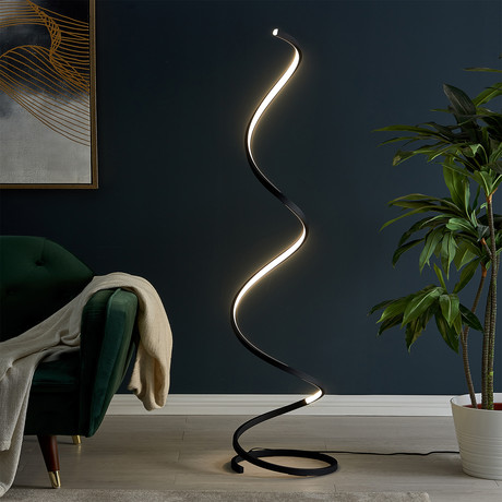 Modern Spiral LED Floor Lamp (Silver)