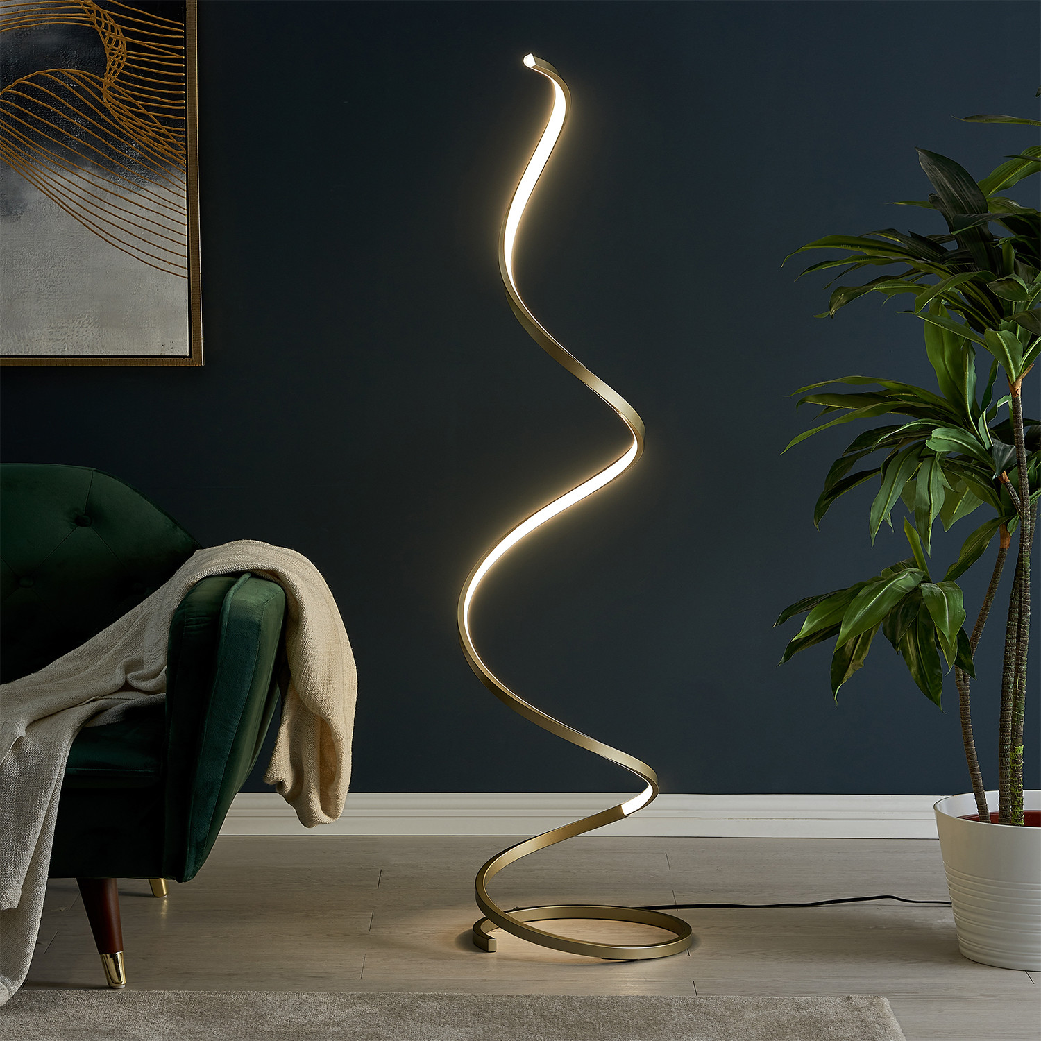 Modern Spiral Floor Lamp // LED Strip (Silver) - Finesse Decor - Touch ...