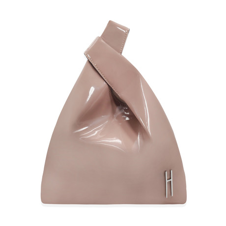 Hayward // Women's "Mini Shopper" Vegan Patent Leather Tote Bag // Beige