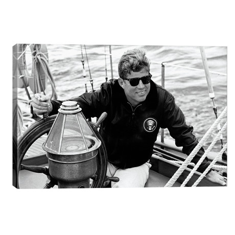 Vintage Photo Of President John F. Kennedy Sailing Aboard His Yacht // John Parrot