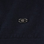 Dyson Neck Knitwear T-Shirt // Navy (S)