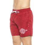 Spotted Edges Beach Boxer // Red (Small)