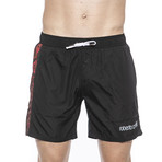 Python Print Beach Boxer // Black + Red (Small)