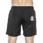 Python Print Beach Boxer // Black + Red (Small)