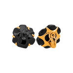 Chanel 18k Yellow Gold Camelia Onyx Earrings // Pre-Owned