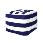 St. Tropez // Indoor + Outdoor Square Ottoman Bean Bag // Blue + White Striped