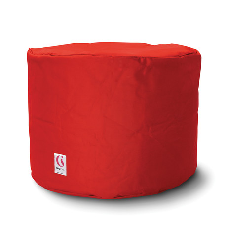 Indoor + Outdoor Round Ottoman Bean Bag // Red