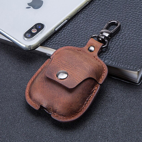 Leather Airpod Holder // Brown