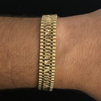 Solid 18K Diamond Cut Watchband Style Bracelet // 11.5mm // Yellow