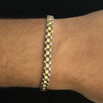 Solid 18K High Polish Watchband Style Bracelet // 5.5mm // White + Yellow