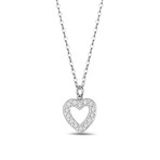 CZ Heart Stainless Steel Pendant + Chain // White