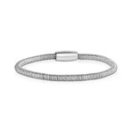 Diamond Cut Swirl Steel Bracelet (White)