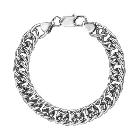 Round Curb Link Bracelet // Steel