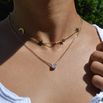 Moon + Stars Necklace // Yellow