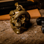 Skull with Vipers // Keyring // Brass
