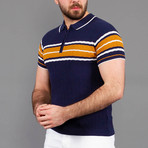 Devin Striped Polo Shirt // Dark Blue (S)
