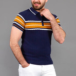 Devin Striped Polo Shirt // Dark Blue (S)