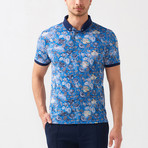 Dyson Flower Pattern Polo Shirt // Sax (L)