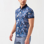 Julian Flower Pattern Polo Shirt // Dark Blue (S)