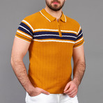 Walker Striped Polo Shirt // Mustard (S)