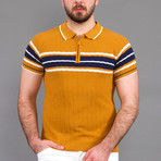 Walker Striped Polo Shirt // Mustard (S)