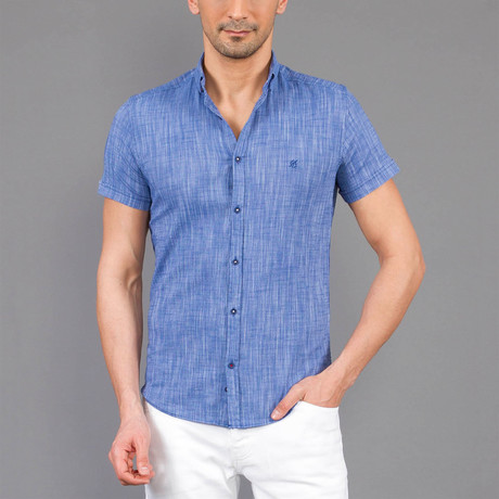 Ollie Linen Button Up Shirt // Indigo (S)