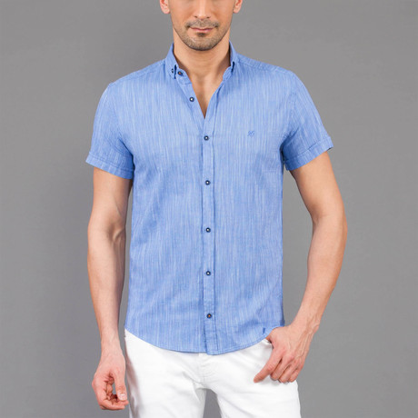 Kurt Linen Button Up Shirt // Blue (S)