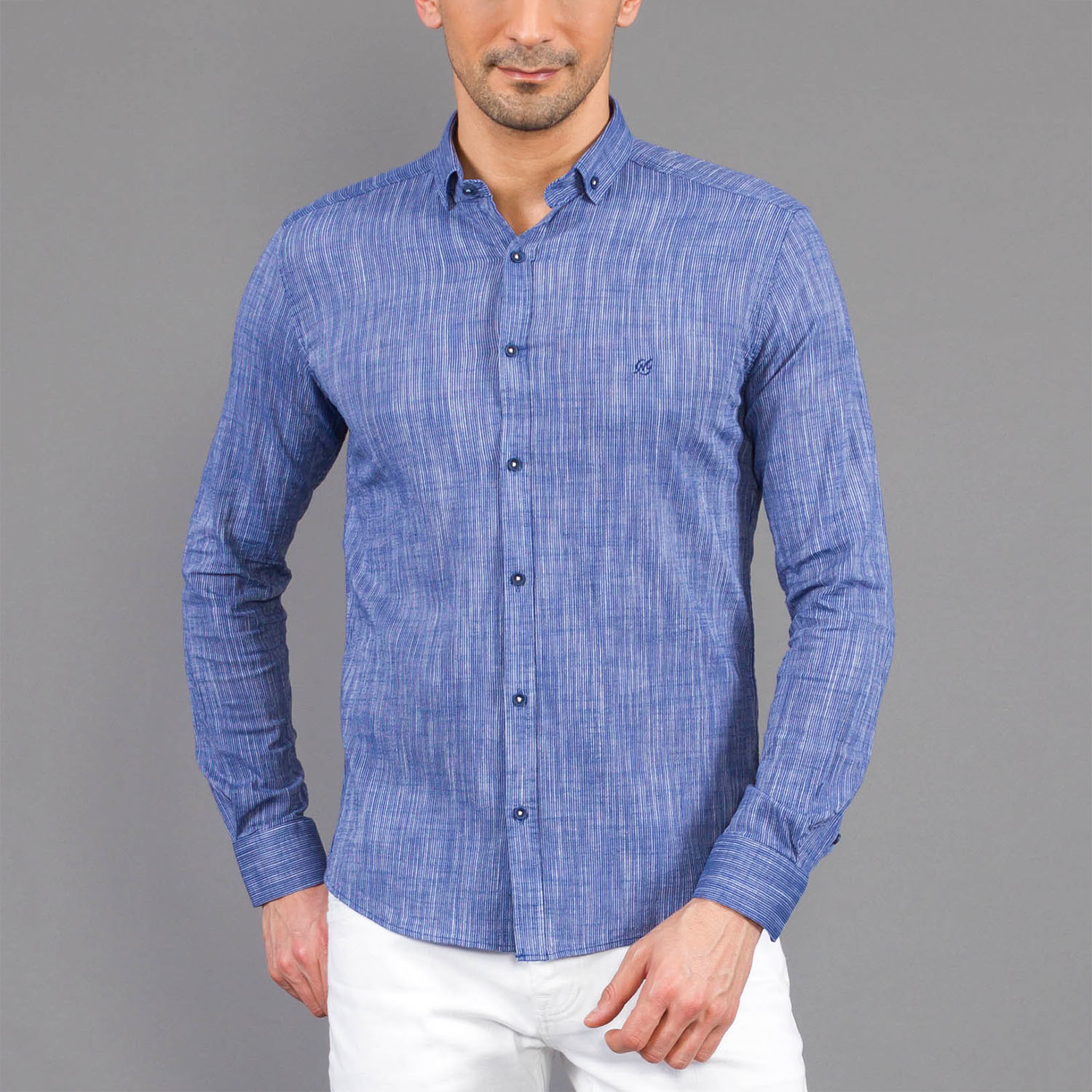 Marco Linen Button Up Shirt // Dark Blue (XL) - Clearance: Tops ...