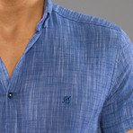 Ollie Linen Button Up Shirt // Indigo (L)