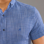 Jessie Linen Button Up Shirt // Blue (S)