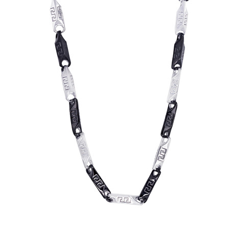 Greek Key Design Necklace // Black + White