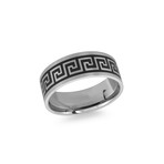 Greek Key Ring // Black + Silver (6)