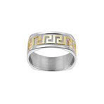 Two-Tone Greek Key Square Ring // Silver + Gold (6)