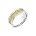 Two-Tone Greek Key Diamond Cut Ring // Silver + Gold (8)