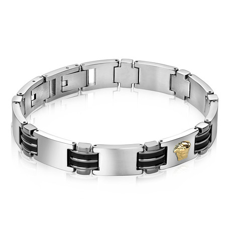 Medusa Brushed + Polished Bracelet // Silver + Black