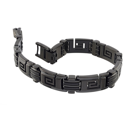 Greek Key Link Bracelet // Black