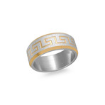 Greek Key Band Ring // Silver + Gold (12)