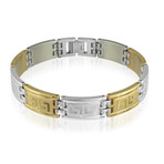 Greek Key Laser Design Bracelet // Silver + Gold