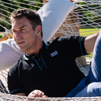 Pat Cash Piqué Polo // Black + Steel Blue (Large)