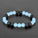 Quartz + Lava Stone Beaded Bracelet // Black + Blue
