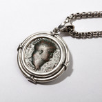 Large Roman Coin of Nero // Silver Necklace